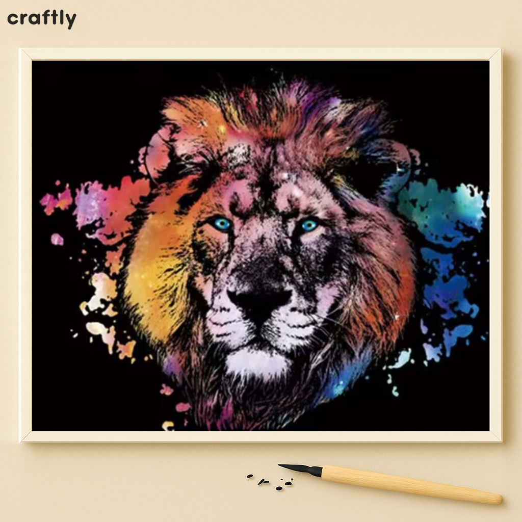 דפי גירוד קסם – אריה צבעוני