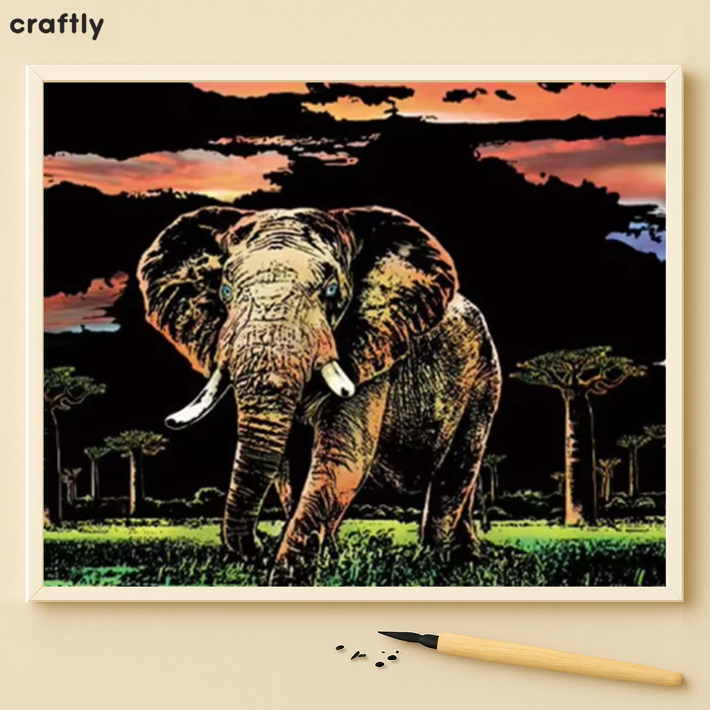 דפי גירוד קסם – פיל בסוואנה