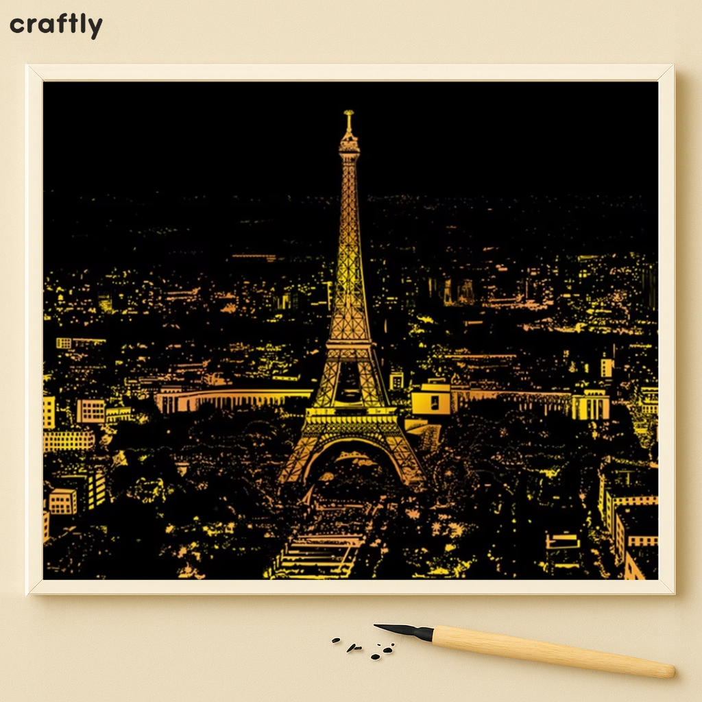 דפי גירוד קסם – מגדל אייפל בלילה