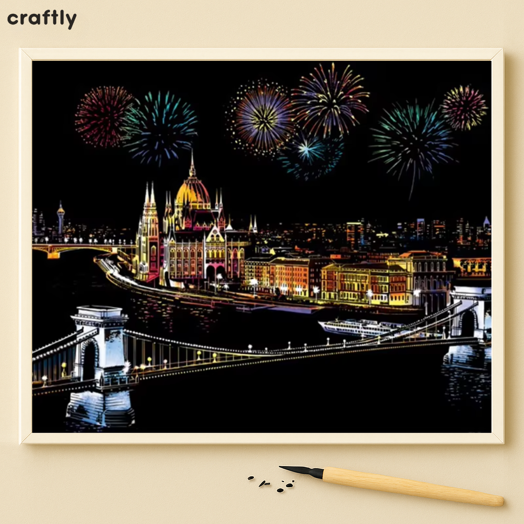 דפי גירוד קסם – בודפשט עם זיקוקים