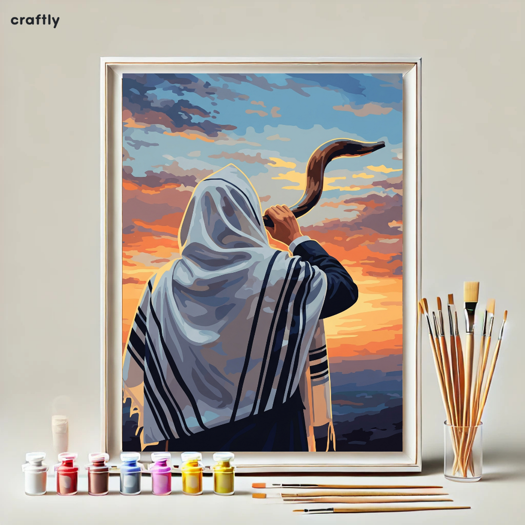 צביעה לפי מספרים – תקיעת שופר בשקיעה
