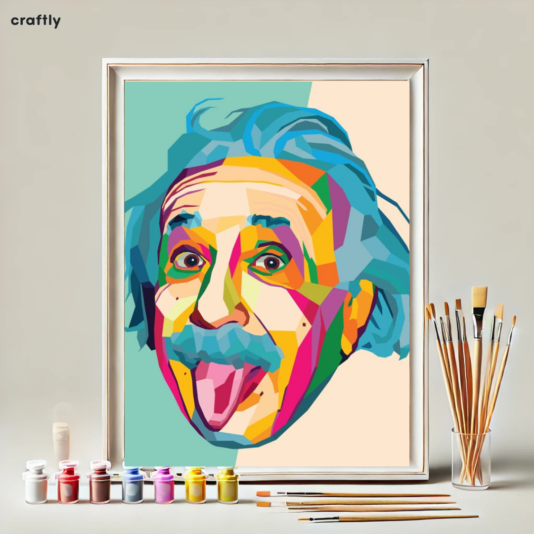 צביעה לפי מספרים - ציור איינשטיין מצחיק