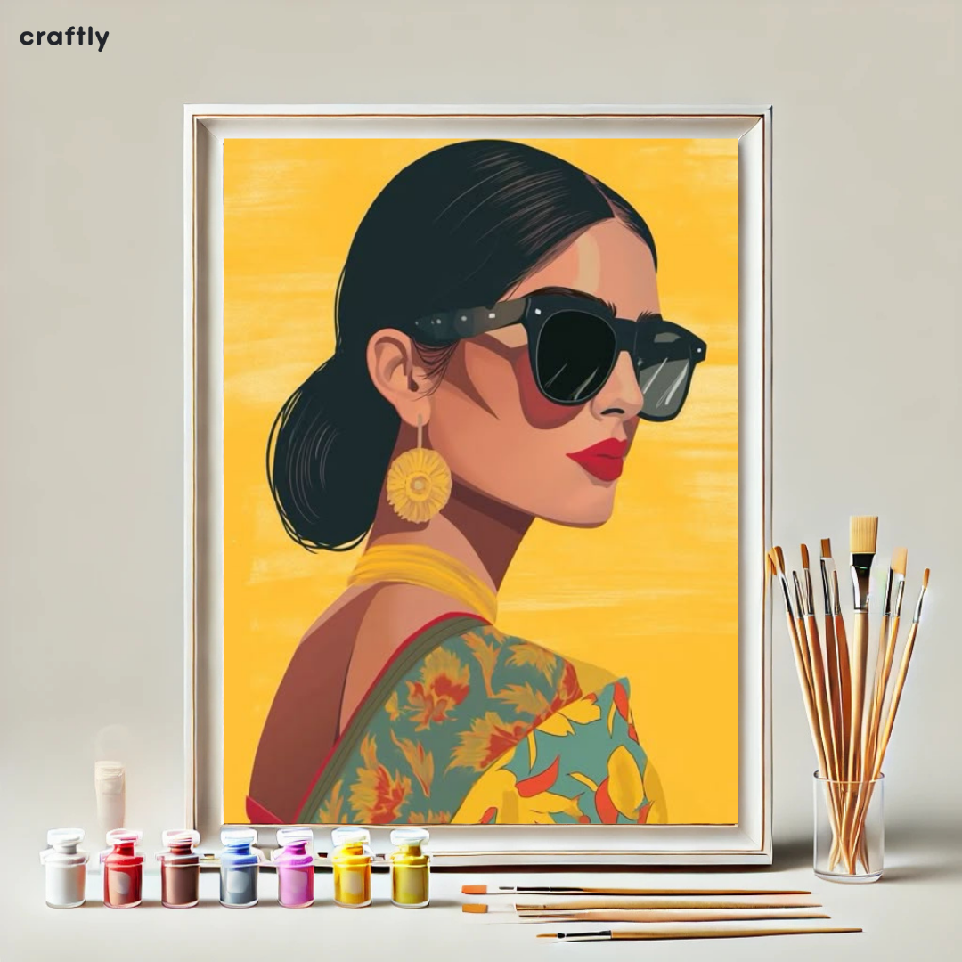 צביעה לפי מספרים - ציור אישה בסגנון רטרו