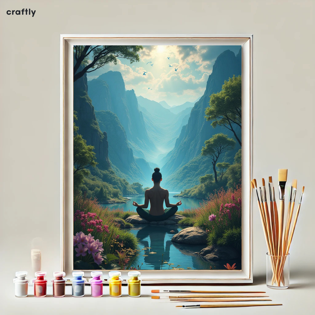 צביעה לפי מספרים – ציור נוף פנימי בין ההרים