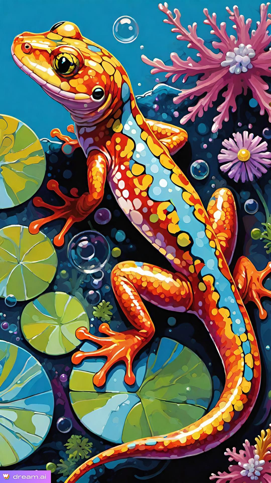 ציור יהלומים - סלמנדרה צבעונית