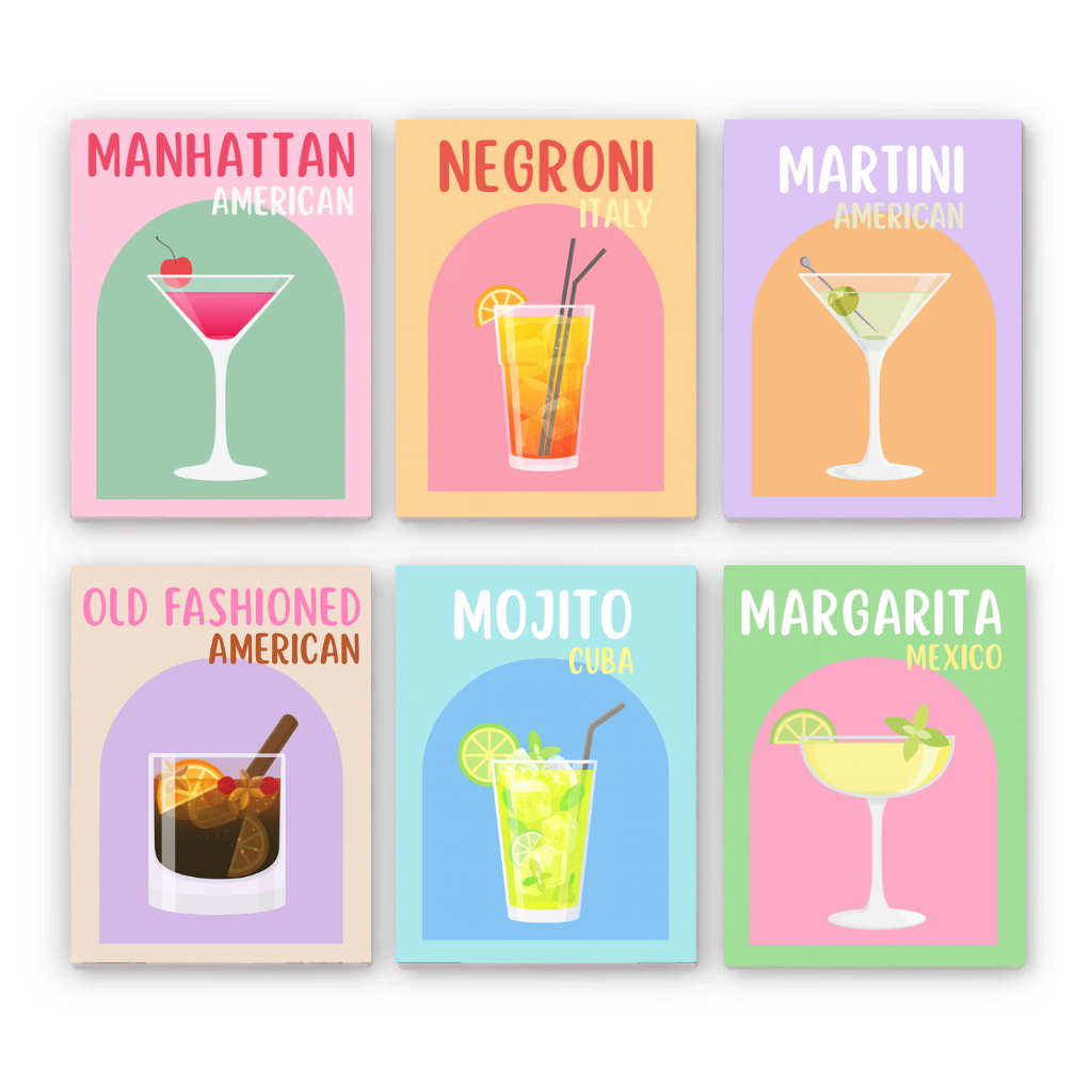 קיט מיני – מארז 6 ציורים קוקטיילים מרחבי העולם