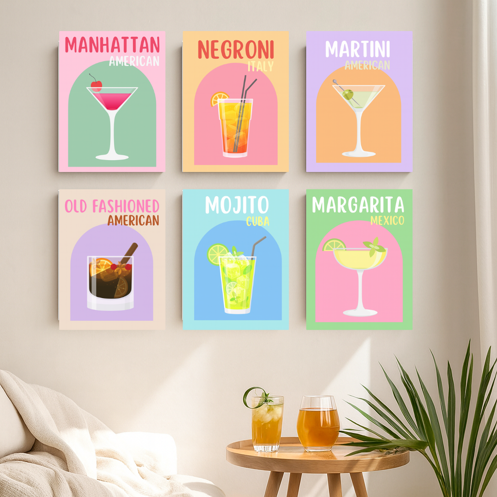 קיט מיני – מארז 6 ציורים קוקטיילים מרחבי העולם