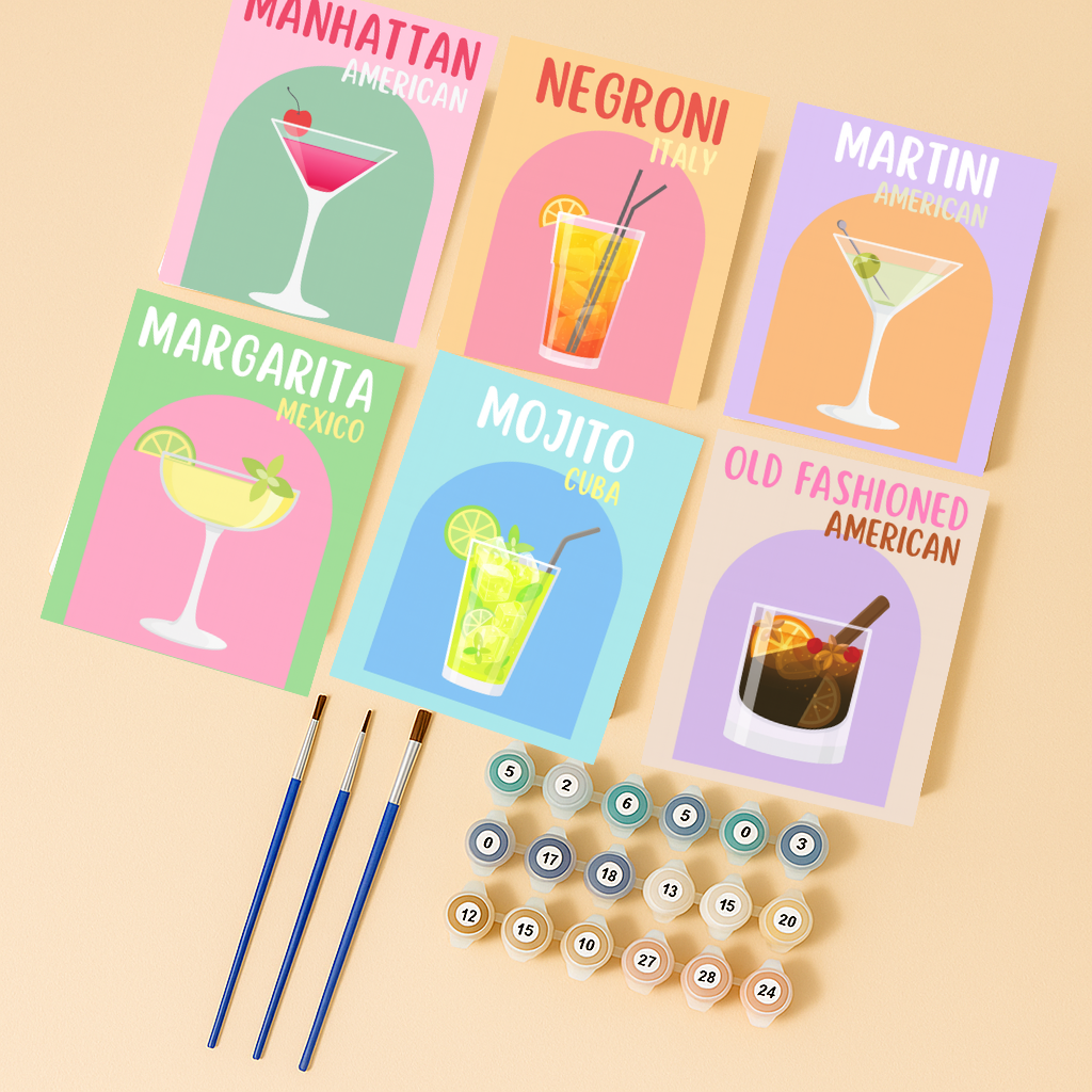 קיט מיני – מארז 6 ציורים קוקטיילים מרחבי העולם
