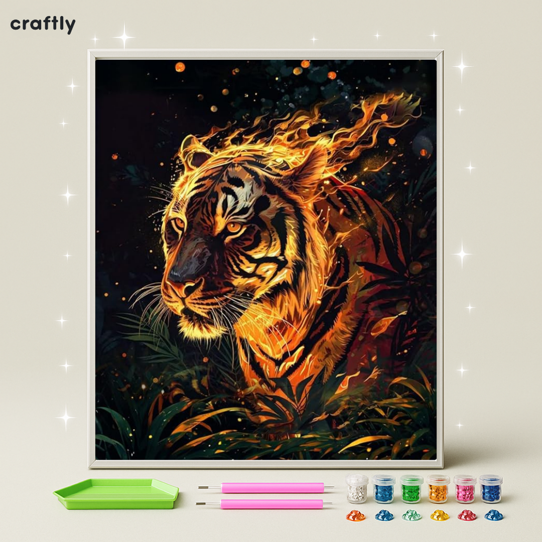 ציור יהלומים - נמר אש