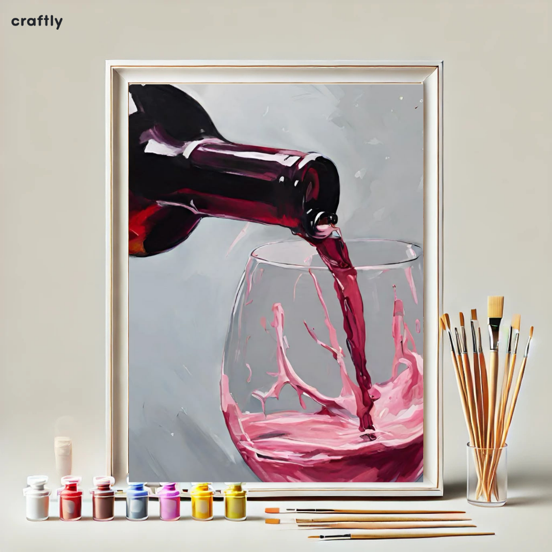 צביעה לפי מספרים - ציור יין בכוס