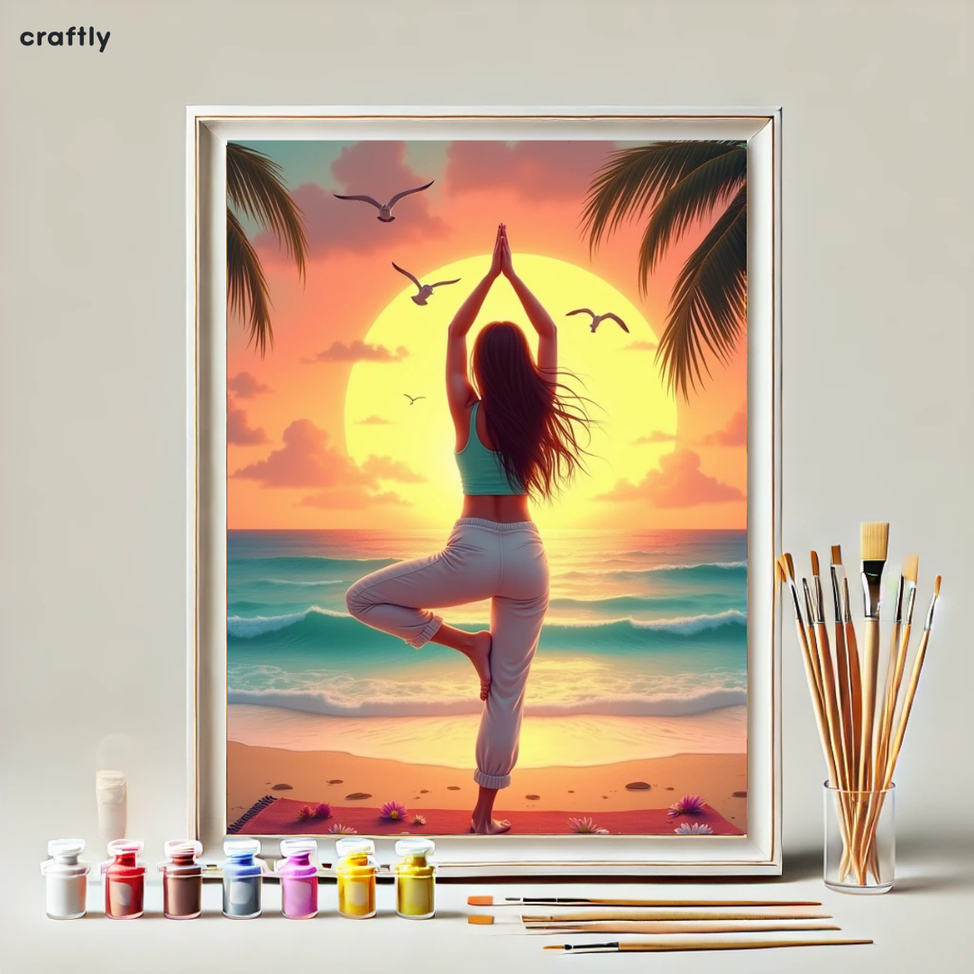 צביעה לפי מספרים – ציור יוגה מול הים