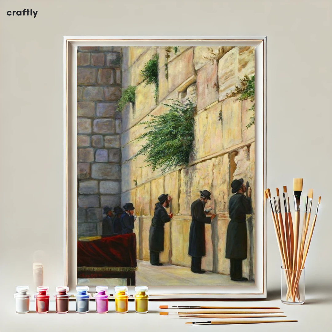צביעה לפי מספרים - תפילה בכותל ציור אומנותי של ירושלים