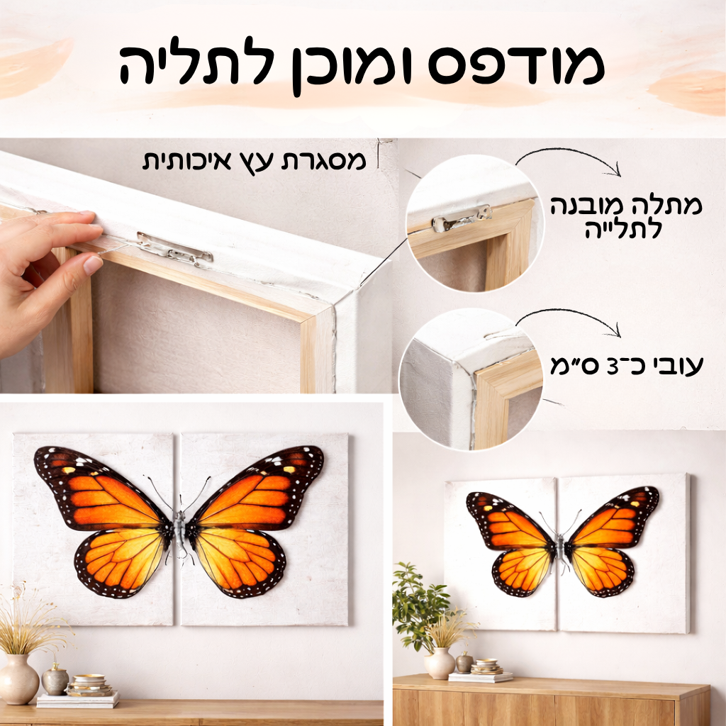 סט 3 קנבסים - עלי מונסטרה ואגרטל בוהו