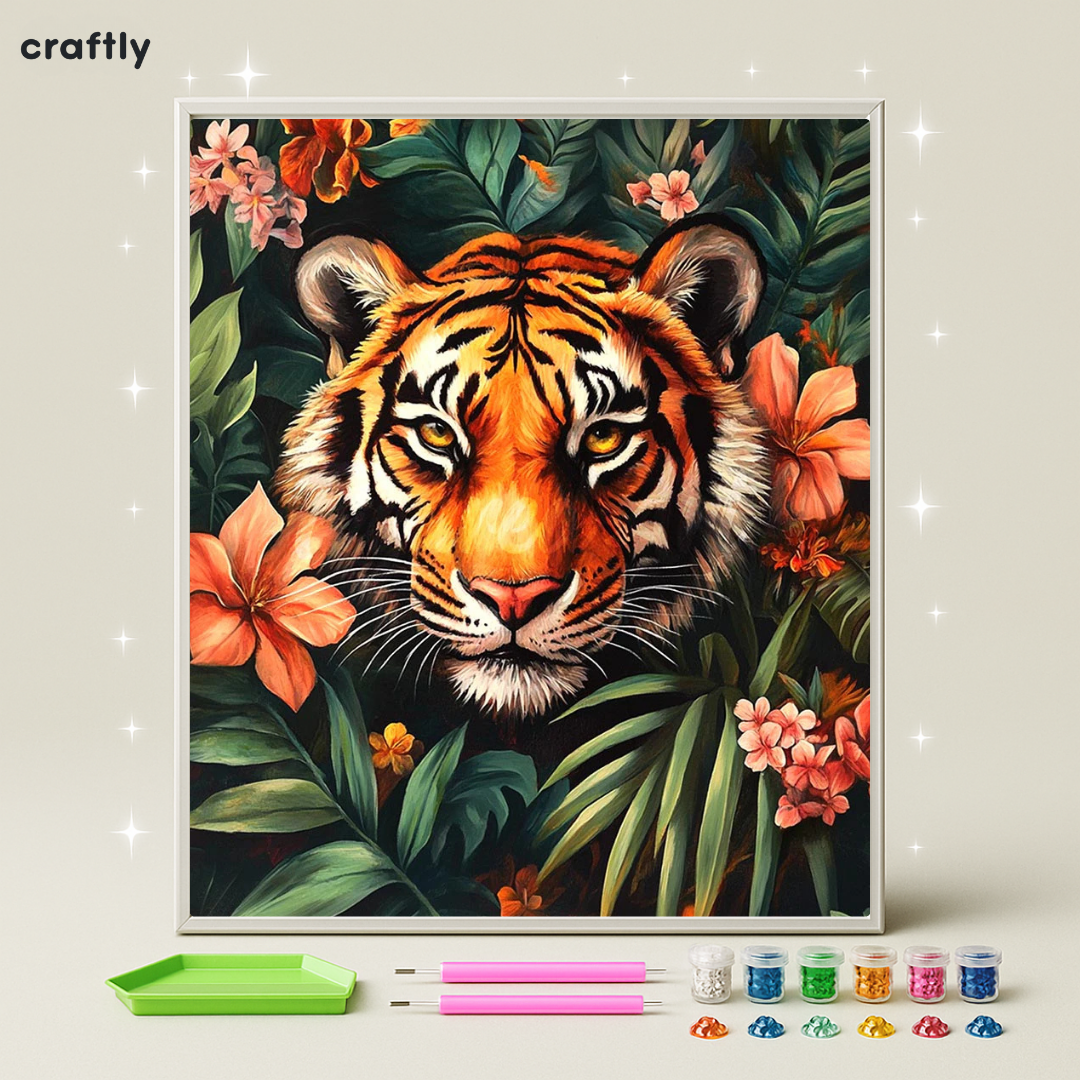 ציור יהלומים - נמר בג׳ונגל