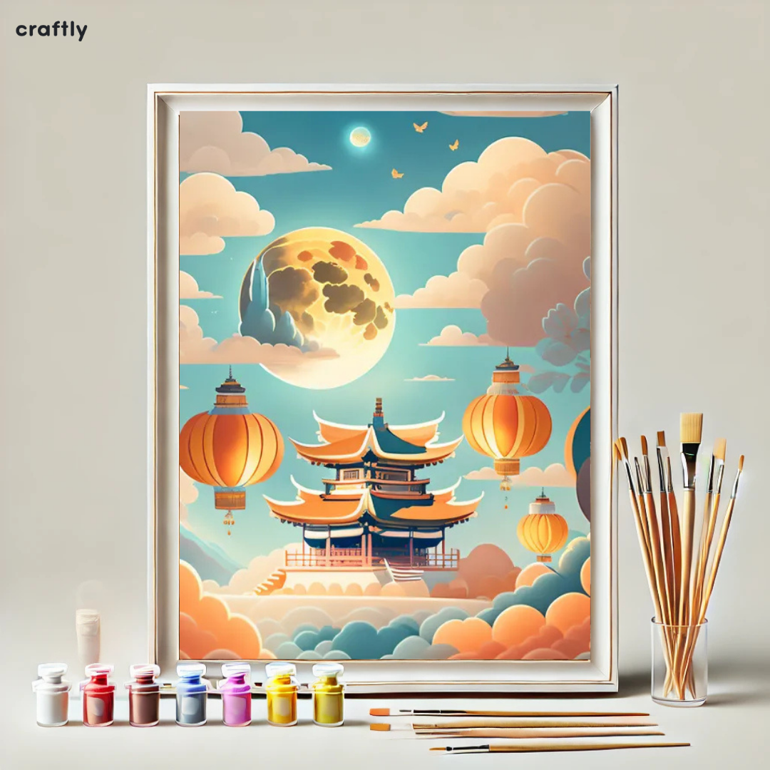 צביעה לפי מספרים - ציור מקדש בעננים