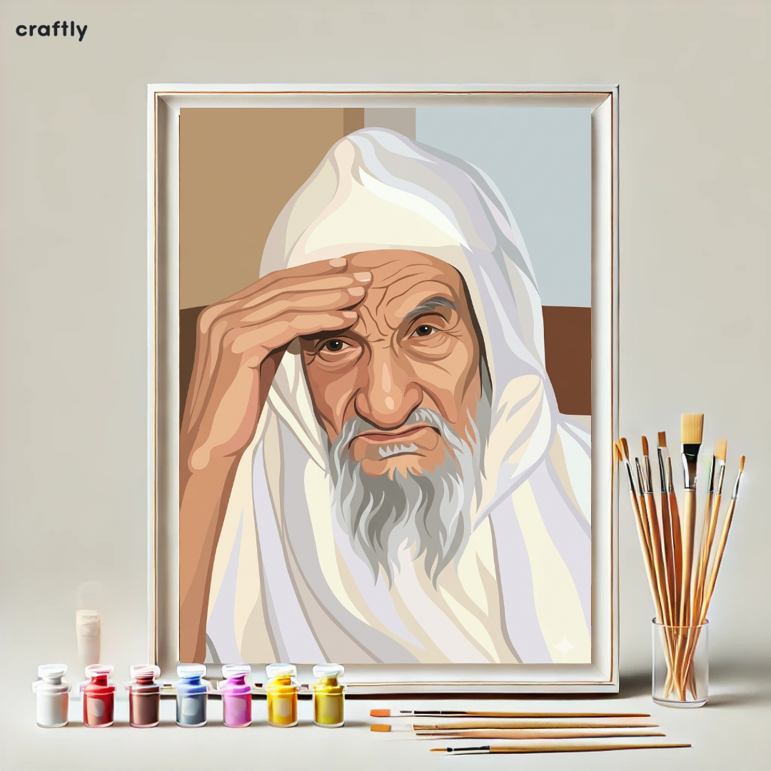 צביעה לפי מספרים - דיוקן הבאבא סאלי במבט קרוב