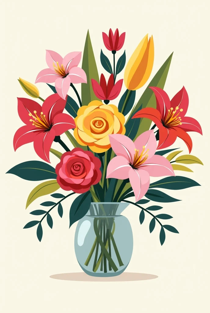 צביעה לפי מספרים - ציור זר פרחים באגרטל