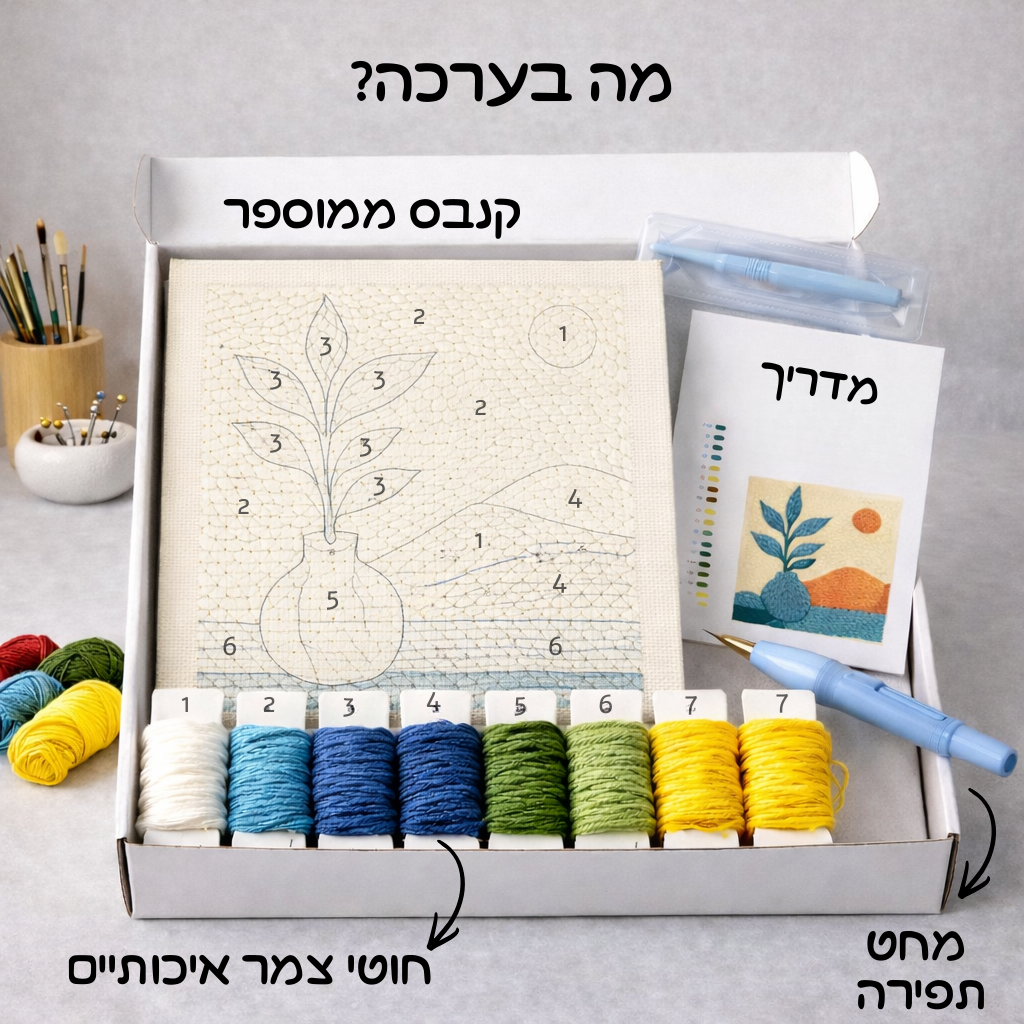 רקמה לפי מספרים - פרחים ורודים
