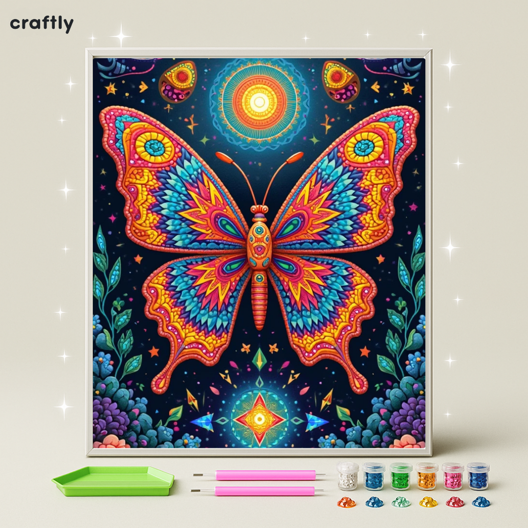 ציור יהלומים - פרפר זוהר