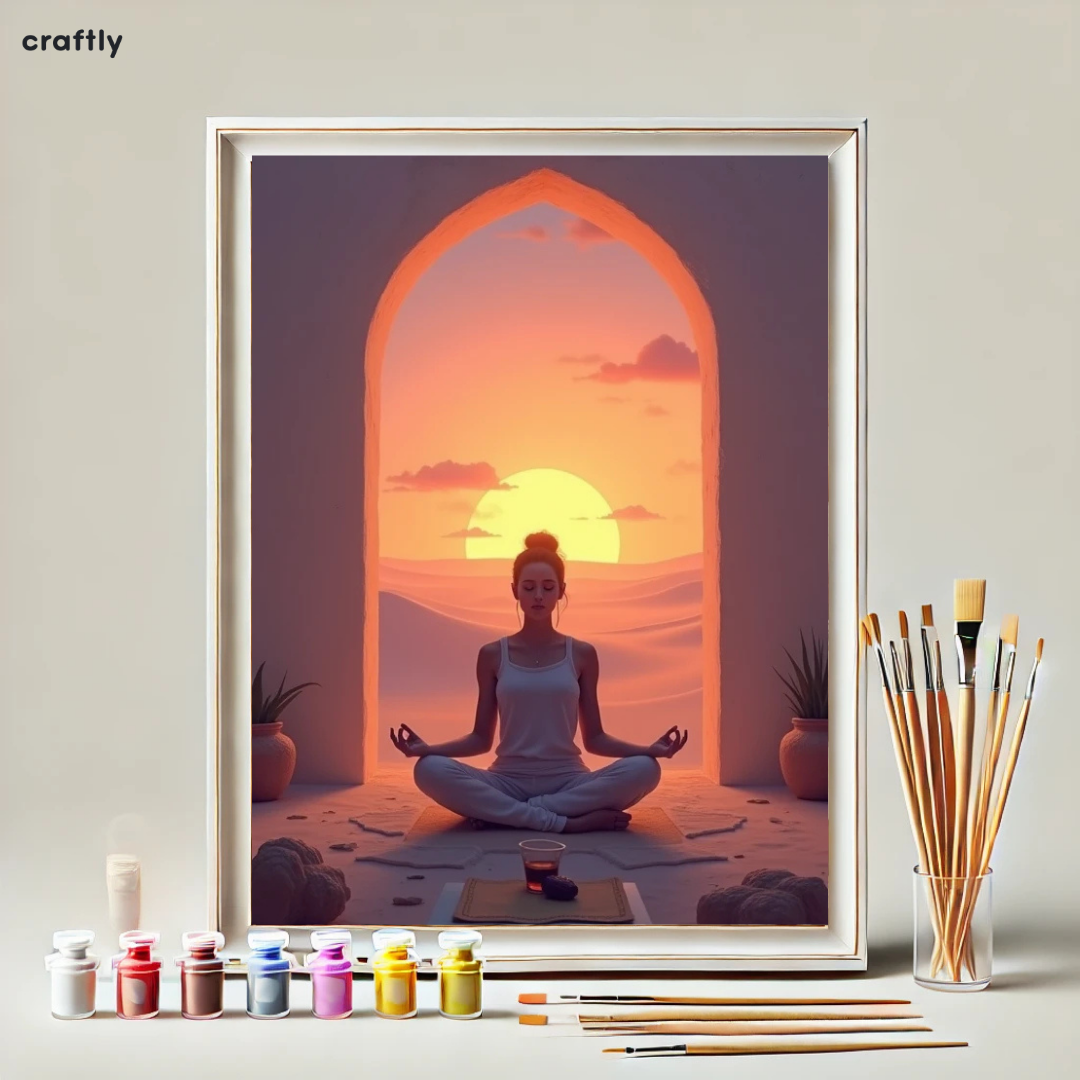 צביעה לפי מספרים - ציור שקיעה במדבר