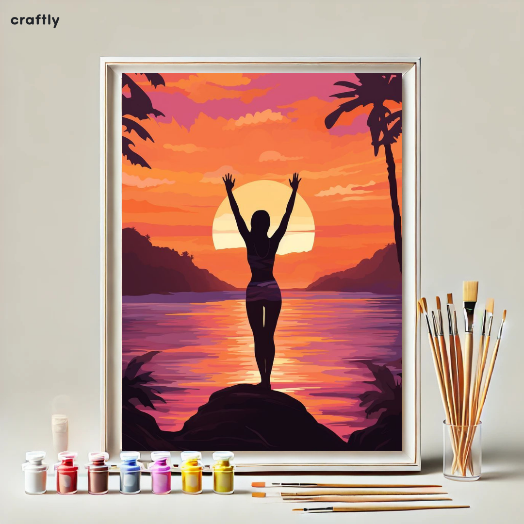 צביעה לפי מספרים - ציור שקיעה מרגיעה