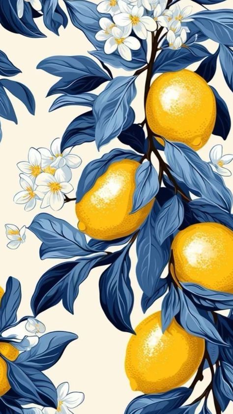 צביעה לפי מספרים - ציור לימונים ופרחים בכחול-לבן