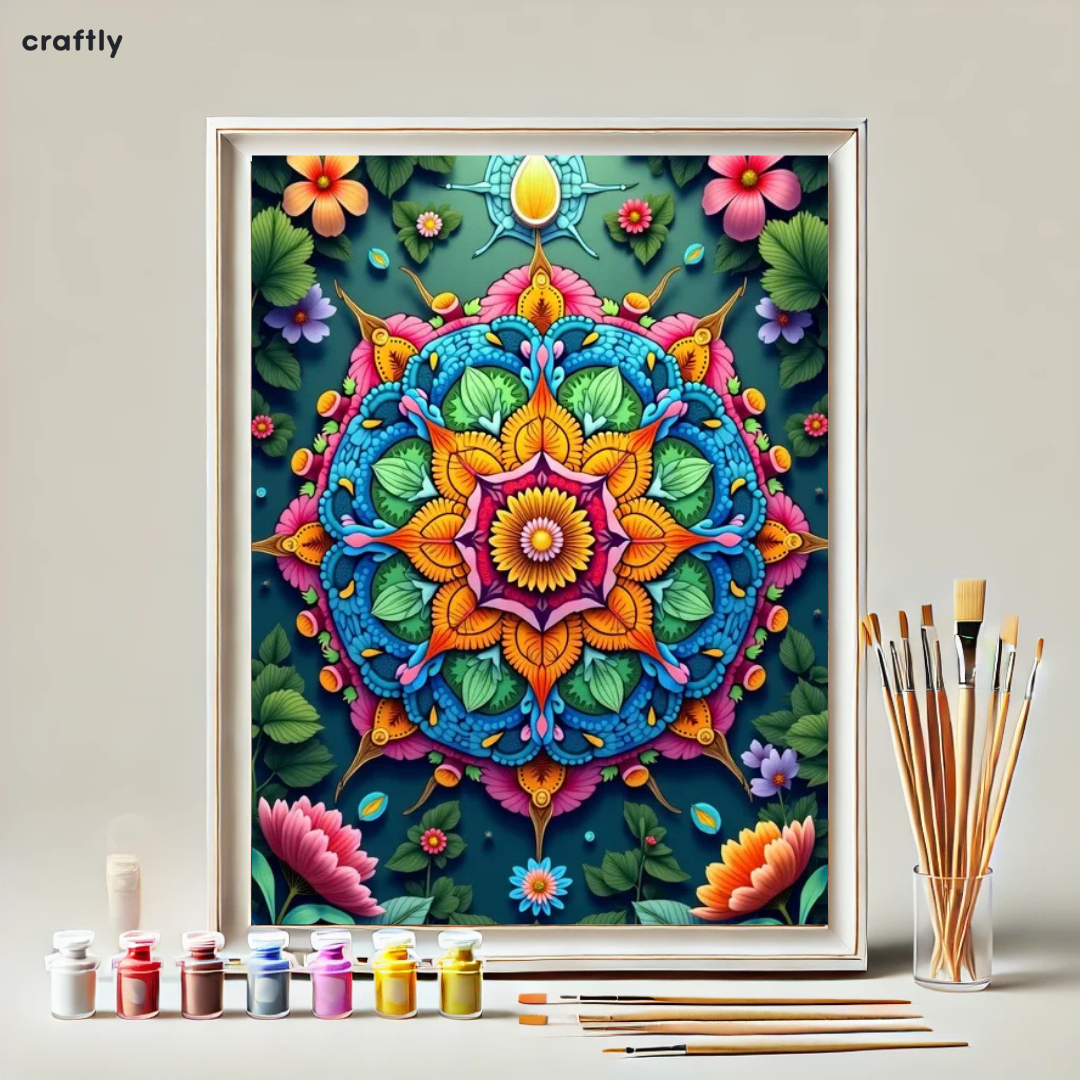 צביעה לפי מספרים - ציור מנדלה צבעונית