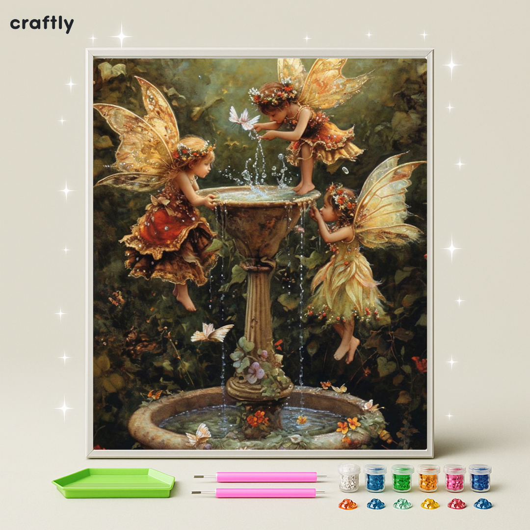 ציור יהלומים - פיות במזרקה