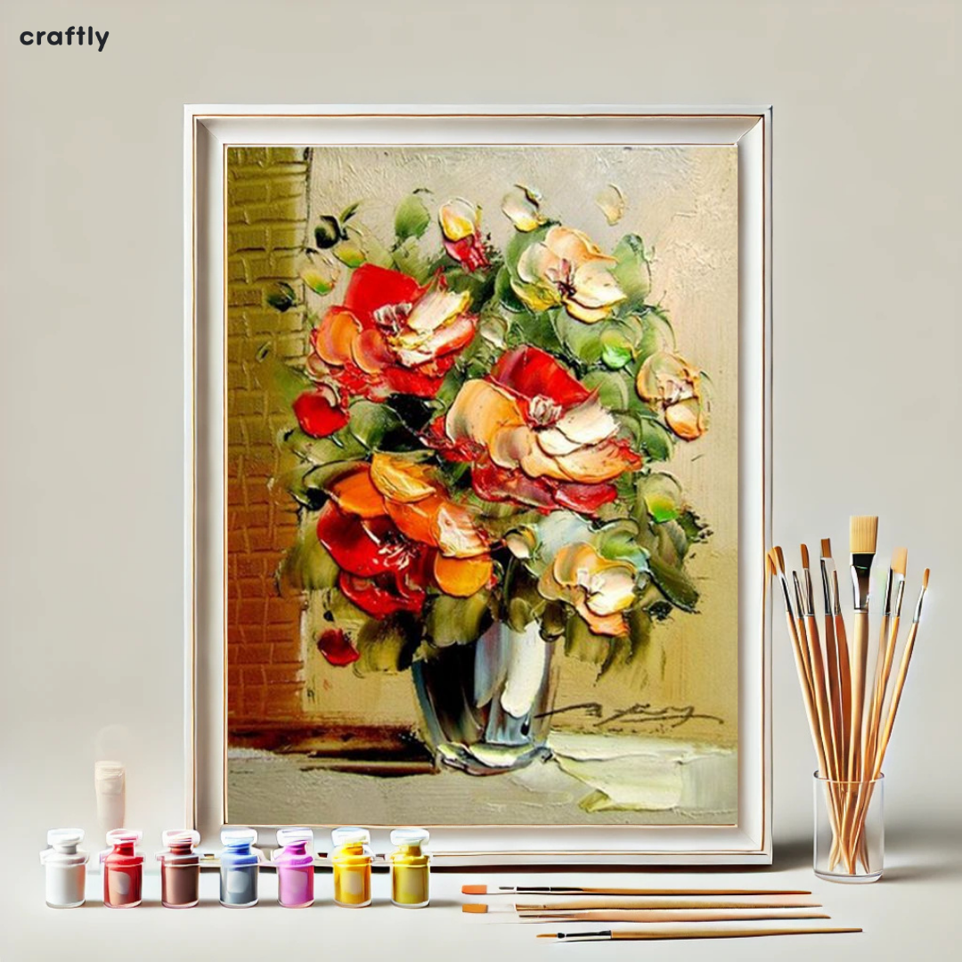 צביעה לפי מספרים -זר פרחים צבעוני