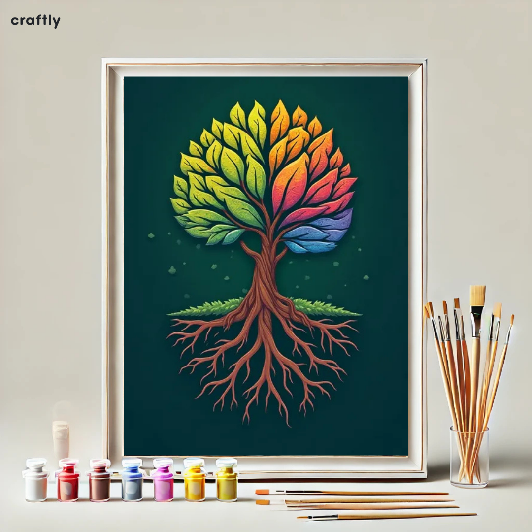 צביעה לפי מספרים - ציור עץ הקשת