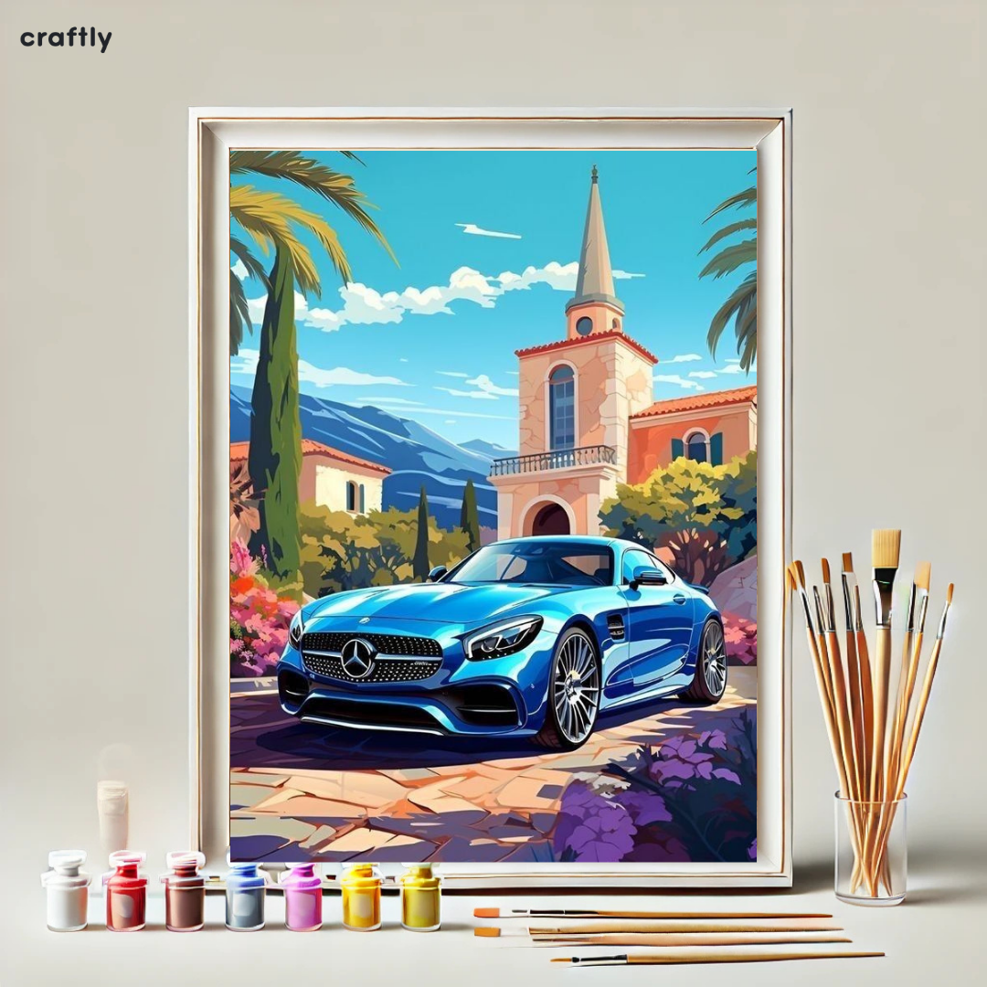 צביעה לפי מספרים - ציור מרצדס קלאסית