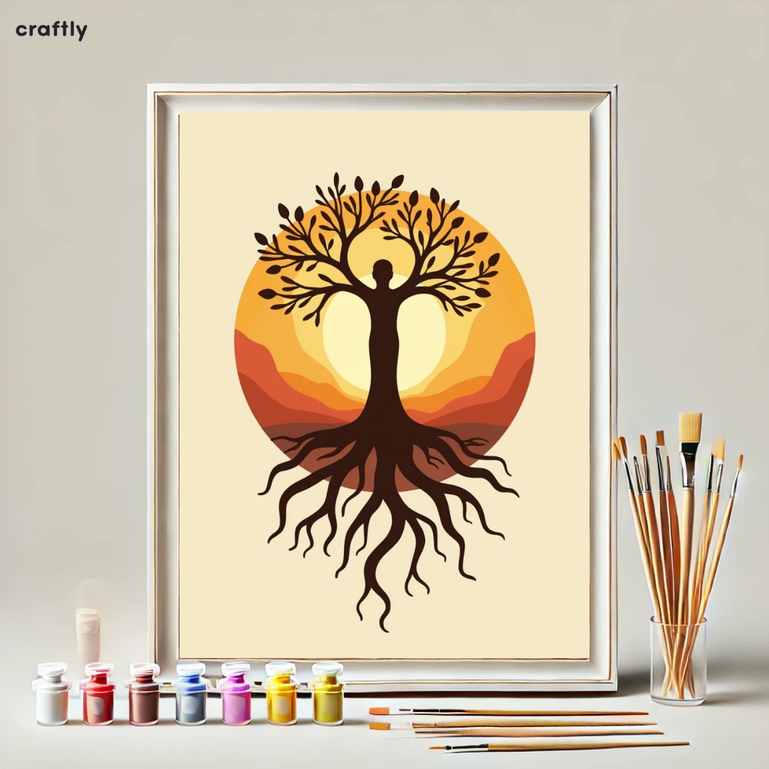 צביעה לפי מספרים - ציור שורשים של שמש