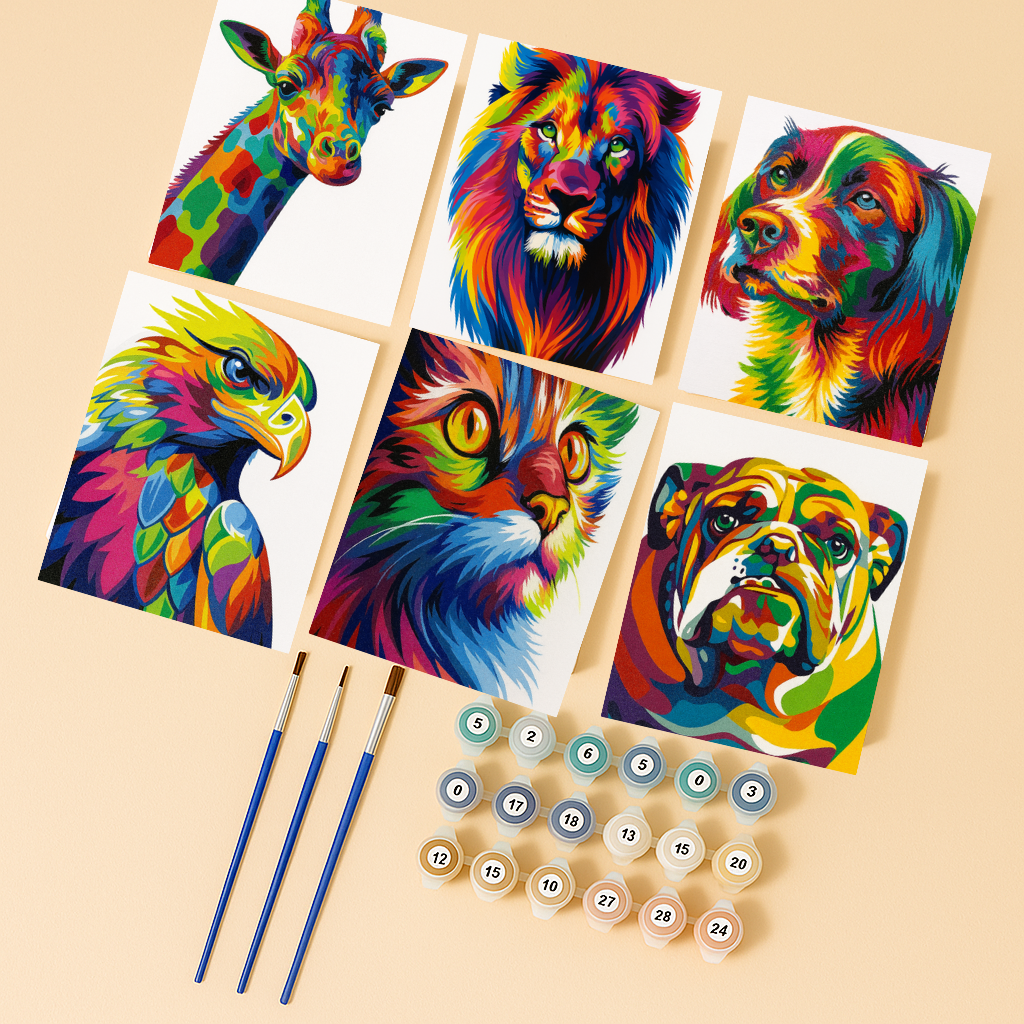 קיט מיני – מארז 6 ציורים פופ ארט חיות