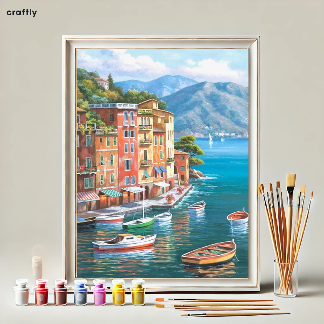 צביעה לפי מספרים -נוף קסום לחופי הים התיכון