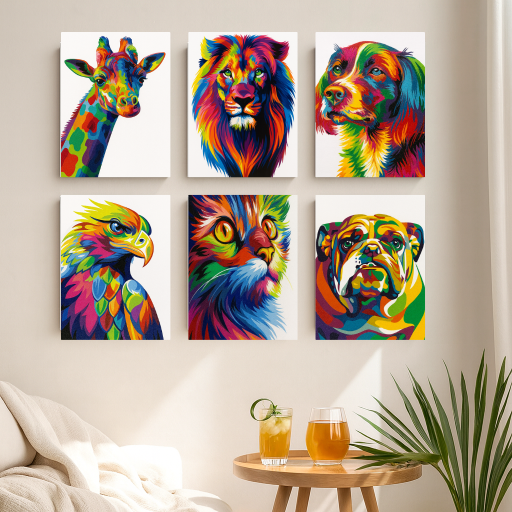 קיט מיני – מארז 6 ציורים פופ ארט חיות