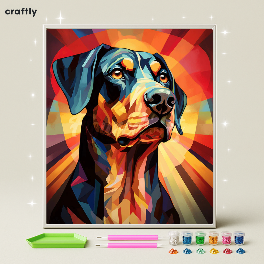 ציור יהלומים - כלב נאמן באור השמש