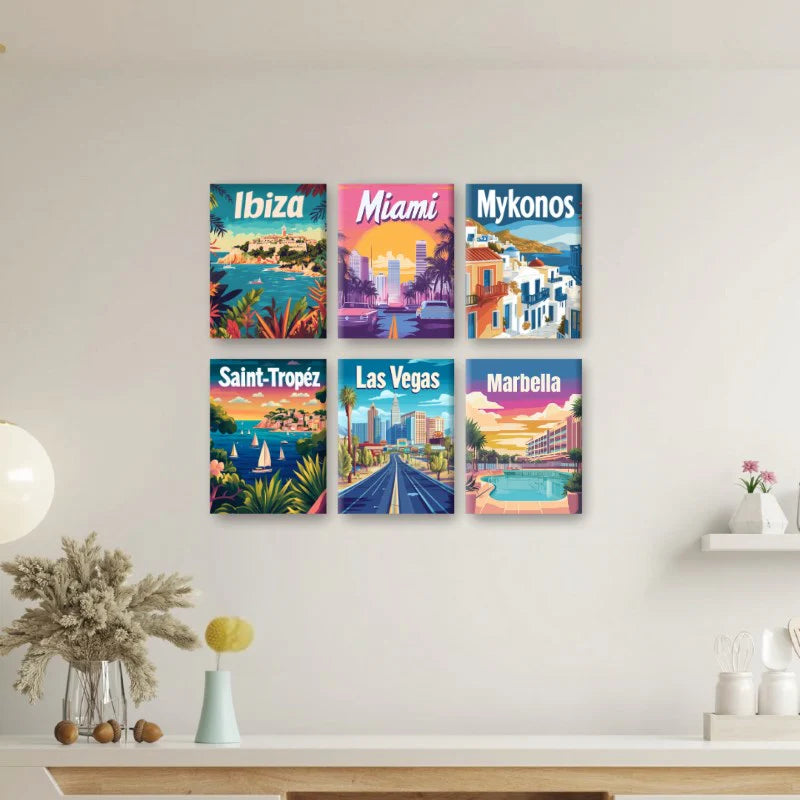 קיט מיני – מארז 6 ציורי ערי נופש צבעוניות