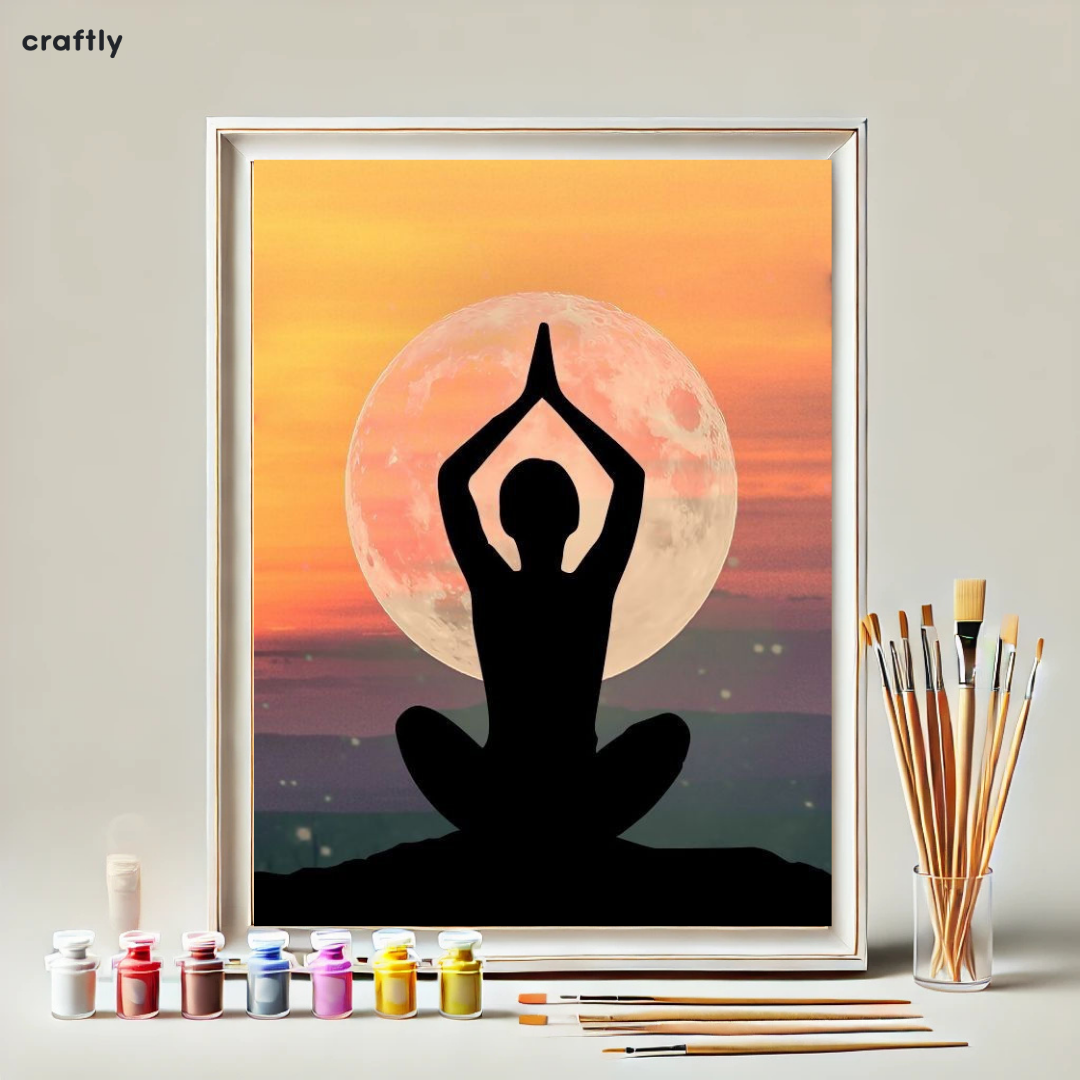 צביעה לפי מספרים – ציור יוגה מול ירח