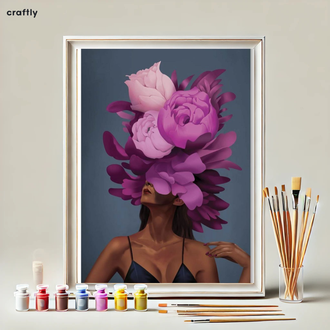 צביעה לפי מספרים - ציור פרחים על הראש