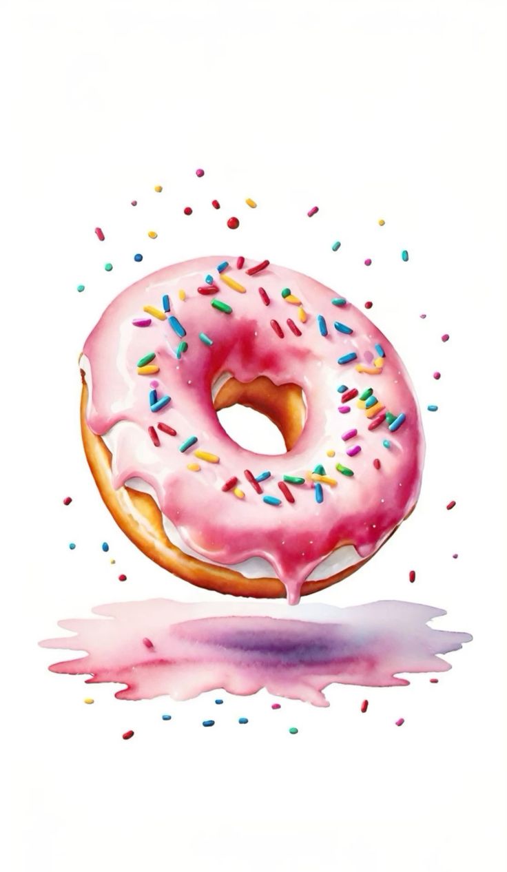 צביעה לפי מספרים - ציור דונאט ורוד עם ציפוי סוכריות