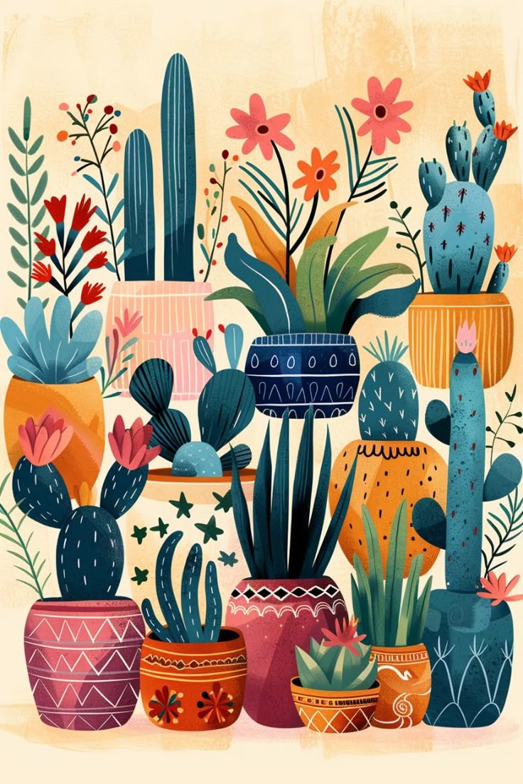 צביעה לפי מספרים - ציור קולקציית קקטוסים