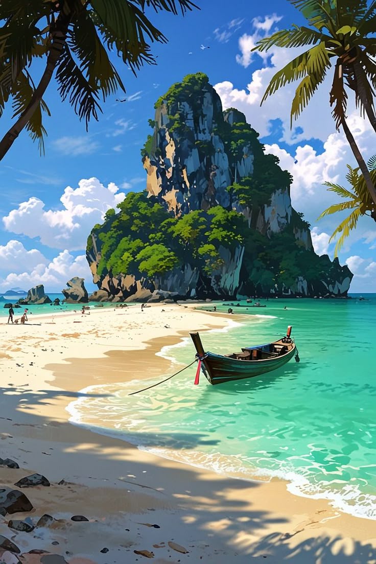 צביעה לפי מספרים - ציור אי בודד עם סירה