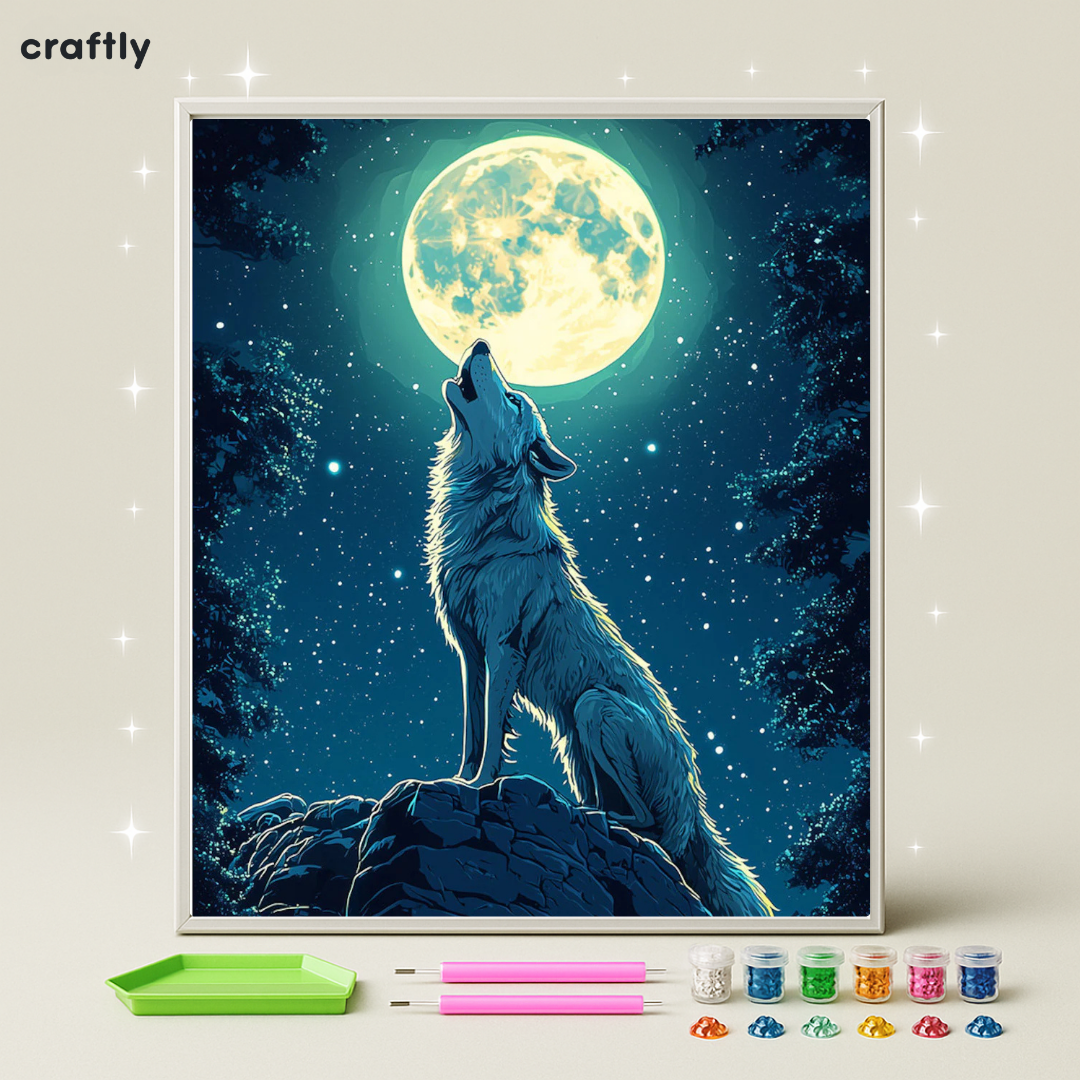 ציור יהלומים - זאב ירח