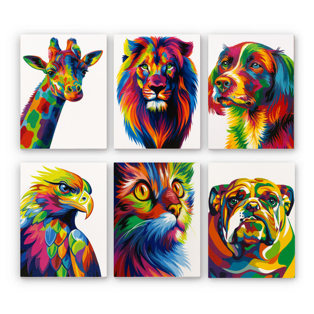 קיט מיני – מארז 6 ציורים פופ ארט חיות