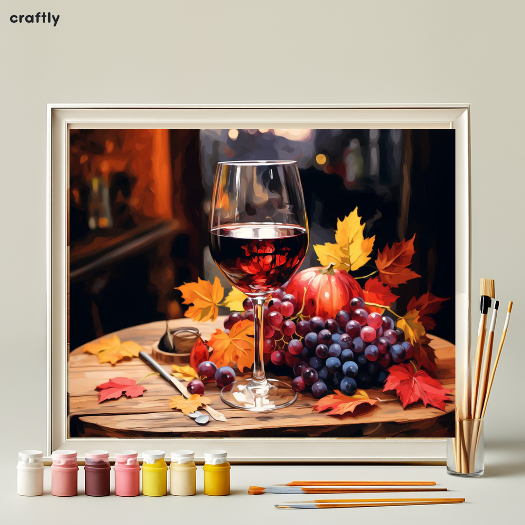 צביעה לפי מספרים - ציור יין באווירת סתיו
