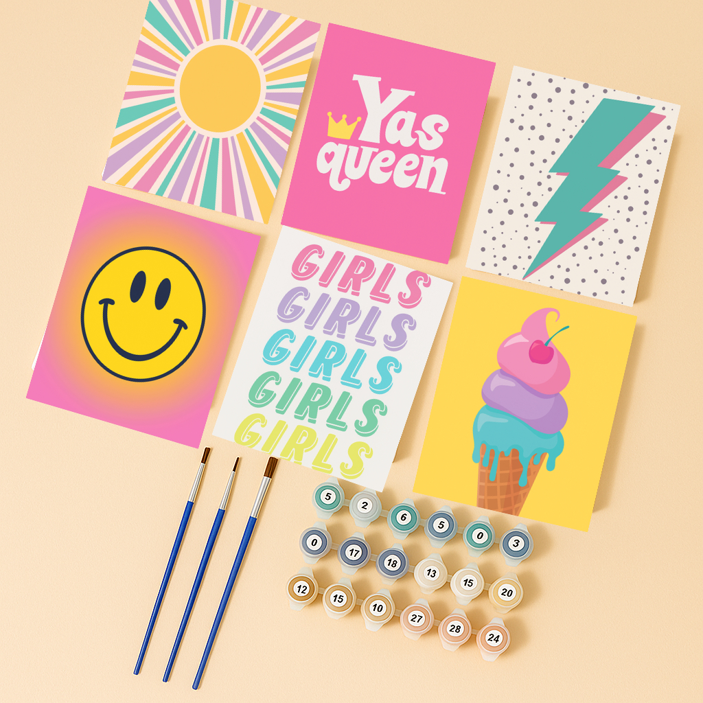 קיט מיני – מארז 6 ציורים פופ ארט צבעוני ומשמח