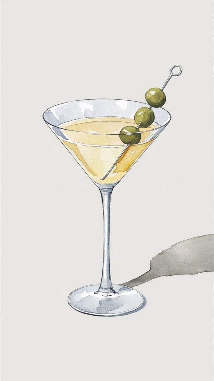 צביעה לפי מספרים - ציור קוקטייל מרטיני קלאסי