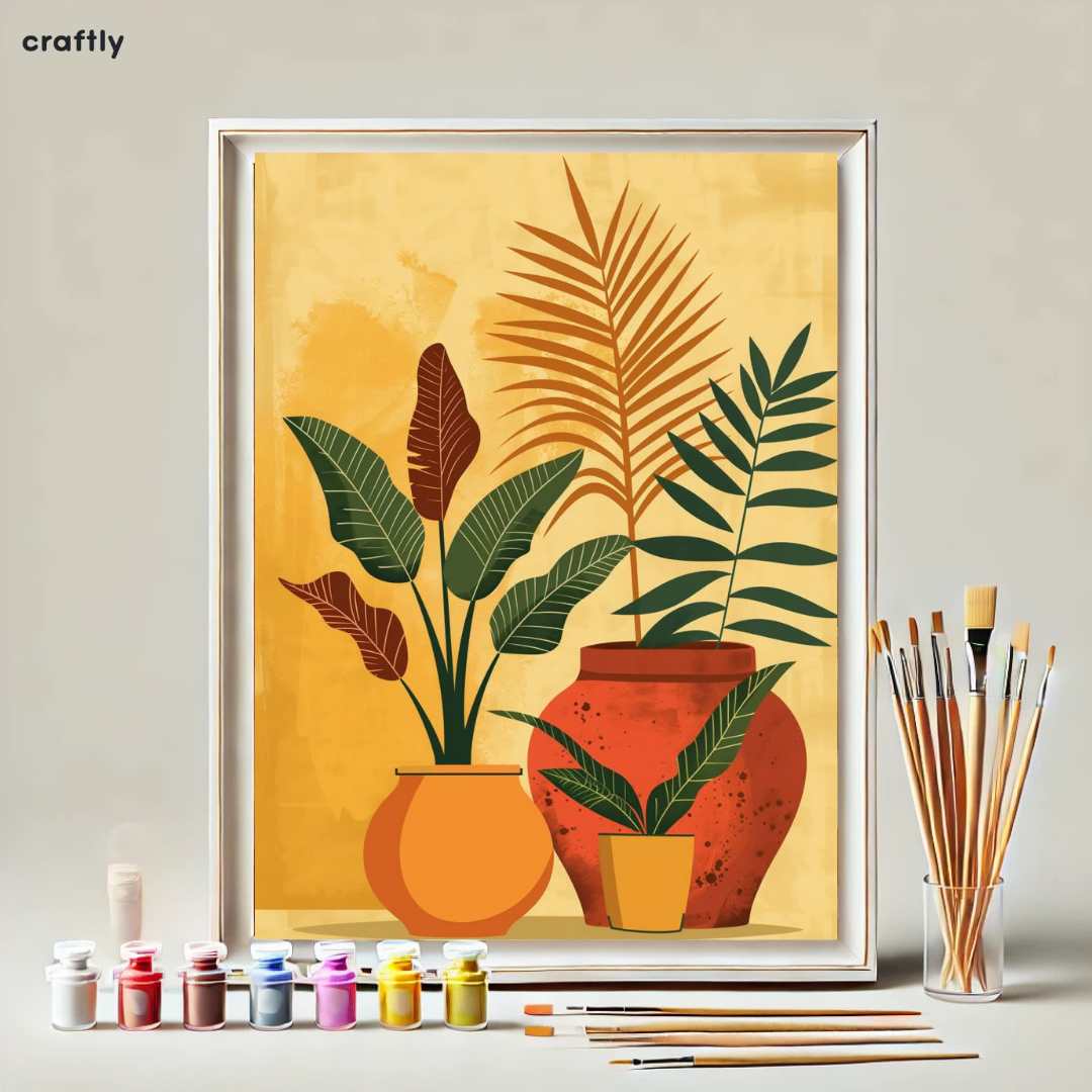 צביעה לפי מספרים - ציור צמחי בית מגוונים