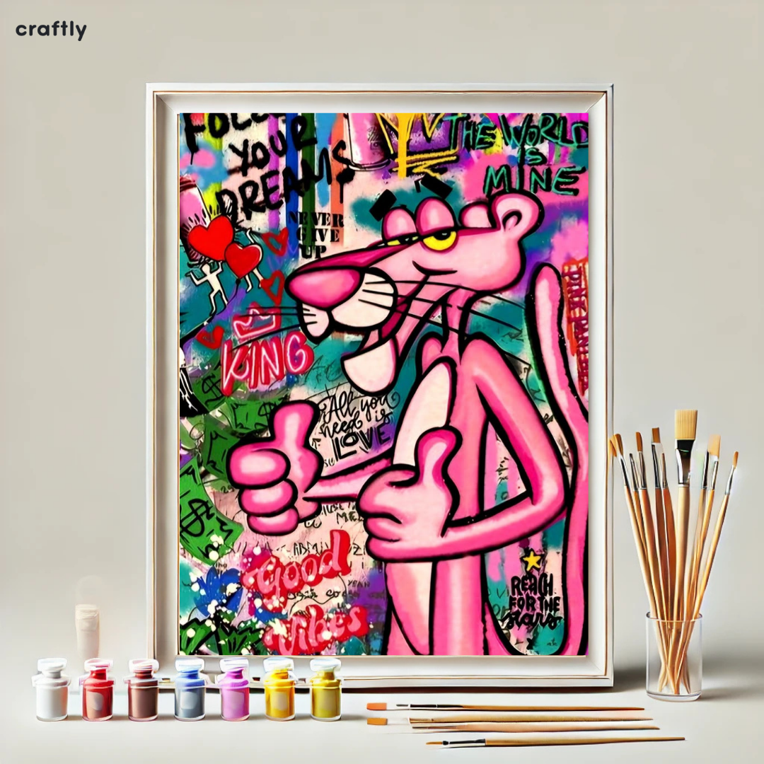 צביעה לפי מספרים – ציור הפנתר הוורוד