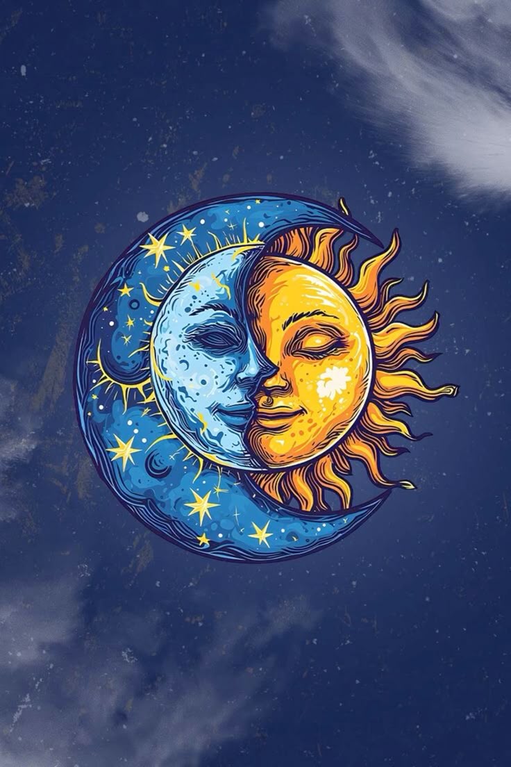 צביעה לפי מספרים – ציור שמש וירח יחד